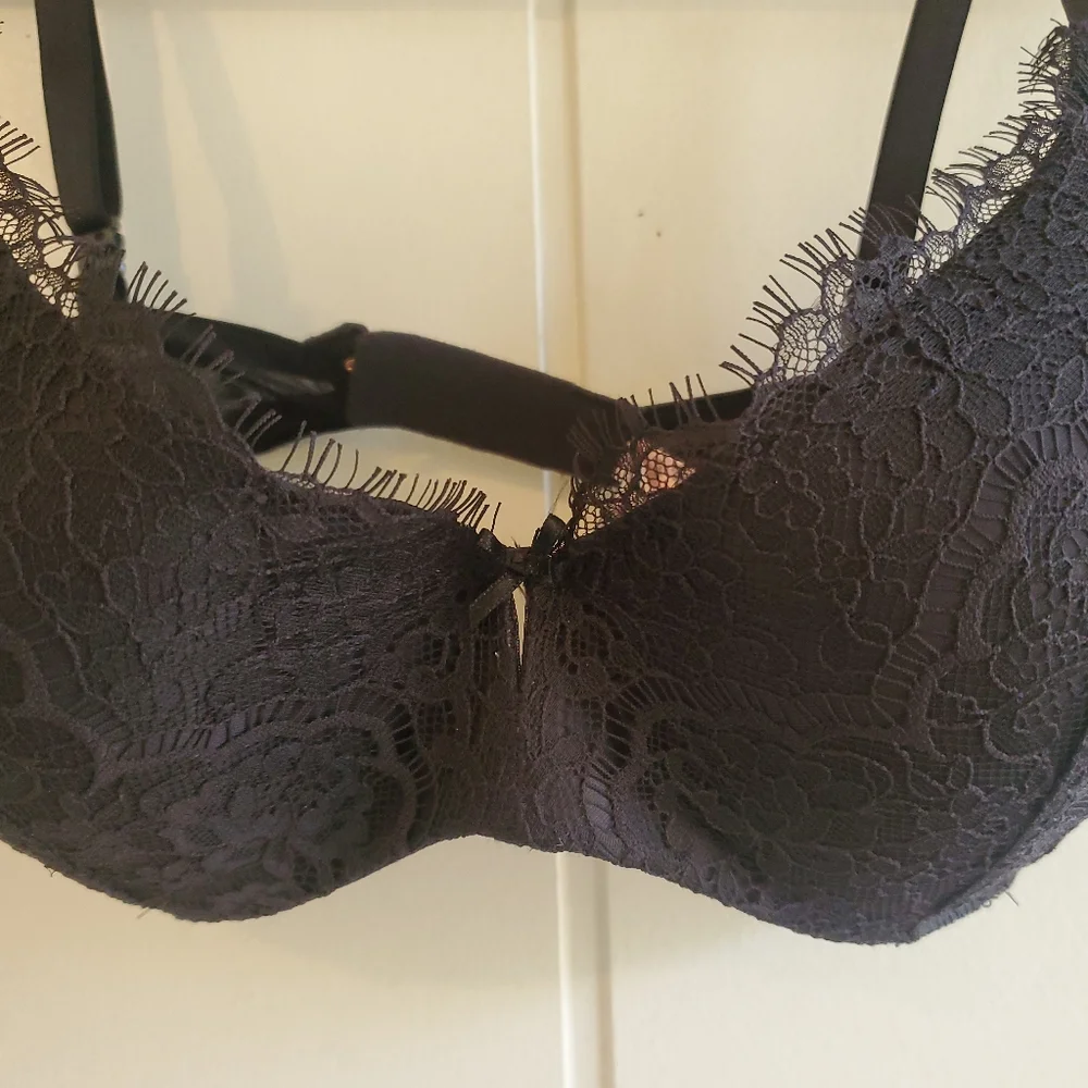 VICTORIA SECRET 32DDD DREAM ANGELS PUSH-UP BRA BLACK Lace Underwire New
